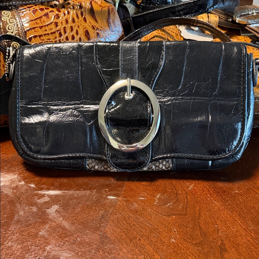 Chic Black Crossbody Bag with Silver Accent